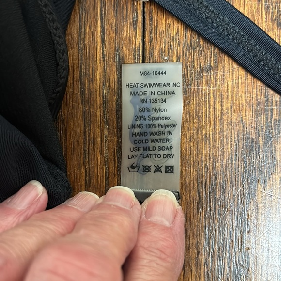 Heat Ladies Swimsuit Swim Suit Black With Off White Stripes Size XL - Picture 8 of 12